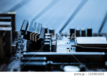 Pc Mother Board With Elements And Processor Pc Mother Board With Elements And Processor 135961605