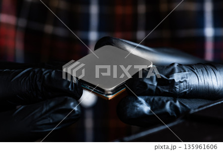 Computer Technician Holding Pc Processor 135961606