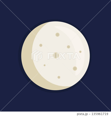 Minimal full moon illustration for astronomy, space themes, night 135961719