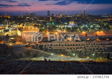 Jerusalem and Sunset 135961748