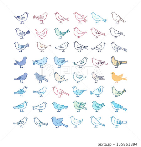 青い小鳥のイラストセット 135961894