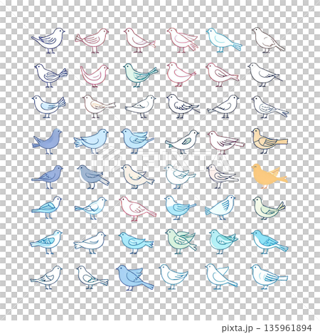 青い小鳥のイラストセット 135961894
