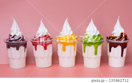 Ice cream shakes in a glass close-up 135962712