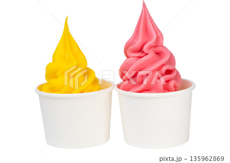 Ice cream in a paper cup isolated Ice cream in a paper cup isolated 135962869
