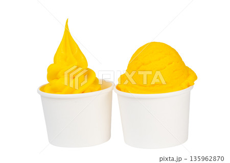 Ice cream in a paper cup isolated Ice cream in a paper cup isolated 135962870