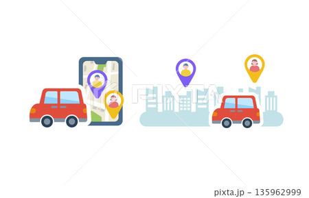 ライドシェアサービスを利用するモバイルアプリの概念イメージ 135962999