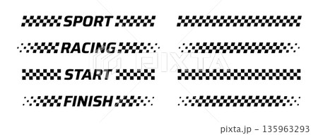 Racing stripe as a flag. Finish line with a checkered texture. Sports element vinyl car decal. Racing stripe as a flag. Finish line with a checkered texture. Sports element vinyl car decal. 135963293