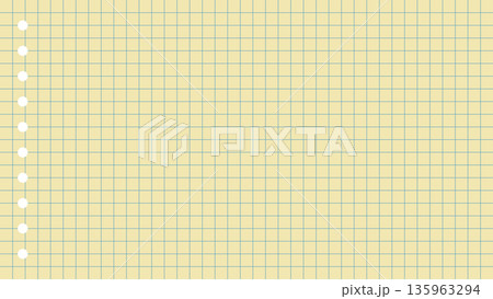 Paper grid notebook background with square pattern for math studies. Graph sheet texture ideal for school projects. 135963294