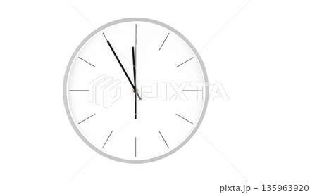 Modern Gray wall clock with minimalist design featuring clean white face 135963920