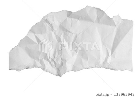 White paper pieces with ragged torn edges and curled corners. Isolated ripped sheets ideal White paper pieces with ragged torn edges and curled corners. Isolated ripped sheets ideal 135963945