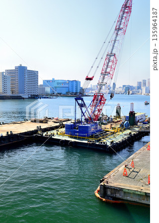 隅田川 再開発が進む築地市場跡地 築地大橋 135964187