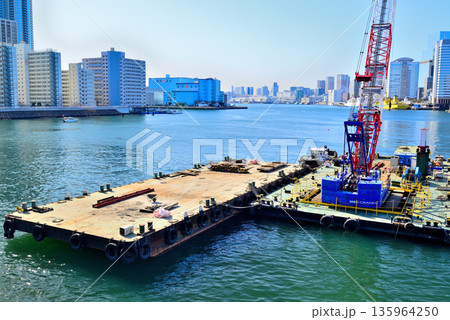 隅田川 再開発が進む築地市場跡地 築地大橋 隅田川 再開発が進む築地市場跡地 築地大橋 135964250