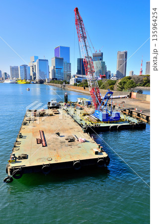 隅田川 再開発が進む築地市場跡地 築地大橋 135964254