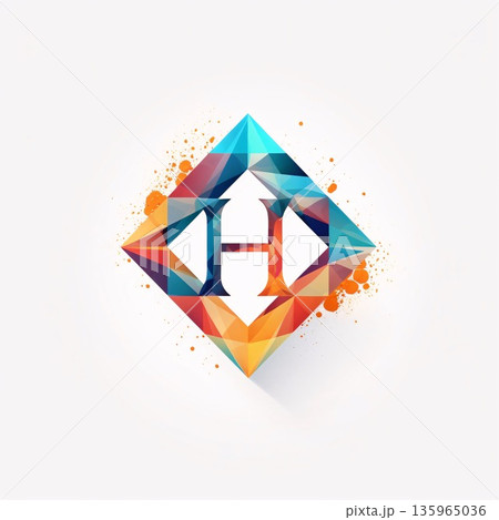 H letter colorful polygonal vector logo. Hexagon shape icon H letter colorful polygonal vector logo. Hexagon shape icon 135965036