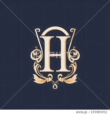 Vintage ornamental letter H logo design template. Elegant luxury golden letter H logo design. 135965052
