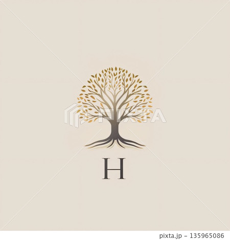 Letter H logo with tree. Corporate identity template. Vector illustration. Letter H logo with tree. Corporate identity template. Vector illustration. 135965086