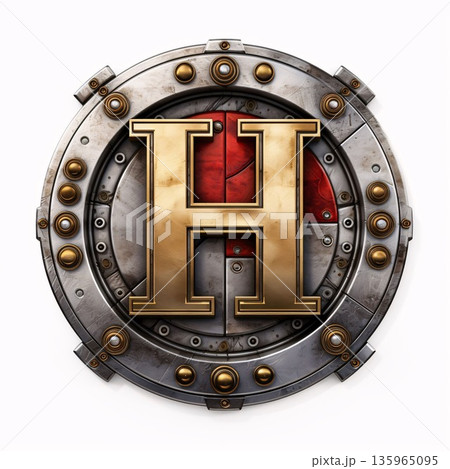 3d illustration of a shield with the letter H in the center 135965095