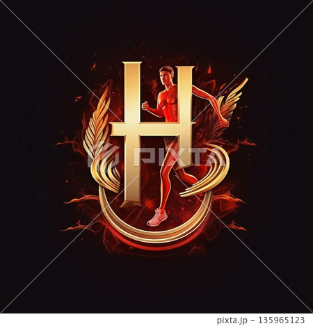 Zodiac sign Virgo on fire background. Horoscope symbol. letter H Zodiac sign Virgo on fire background. Horoscope symbol. letter H 135965123