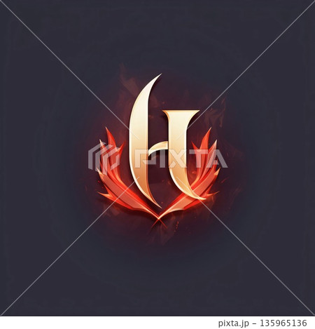 Initial letter H logo with fire flames. Luxury vector design elements. Initial letter H logo with fire flames. Luxury vector design elements. 135965136