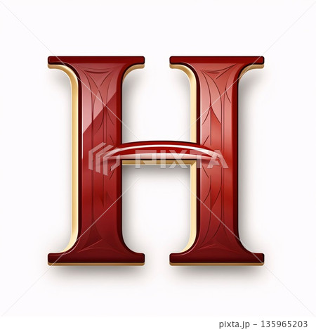 letter H in the form of a red glass isolated on white background letter H in the form of a red glass isolated on white background 135965203