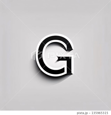 Vector illustration of black and white alphabet G, isolated on grey background. 135965315