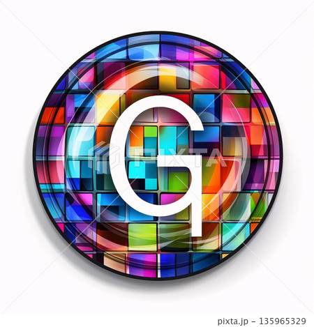 Glossy glass alphabet G on white background. Vector illustration. Glossy glass alphabet G on white background. Vector illustration. 135965329