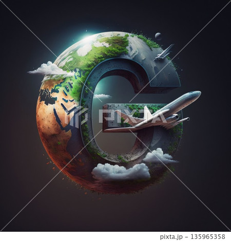 Letter G with airplane flying around. Elements of this image are furnished by NASA Letter G with airplane flying around. Elements of this image are furnished by NASA 135965358