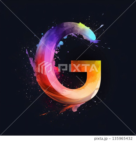 Letter G painted with watercolor paint splashes, vector illustration. Letter G painted with watercolor paint splashes, vector illustration. 135965432