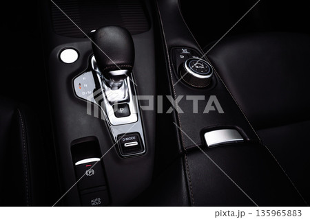 Automatic Gear Selector and Drive Mode Control in Car Interior Automatic Gear Selector and Drive Mode Control in Car Interior 135965883