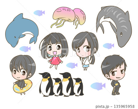 水族館のお魚と子どもたち 水族館のお魚と子どもたち 135965958