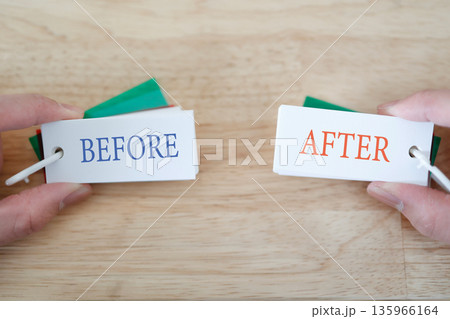 BEFOREとAFTERで示す変化と比較のイメージ。 135966164