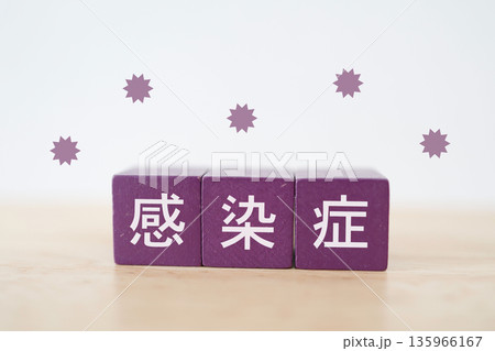 紫のブロックで表現する感染症リスクのイメージ。 135966167