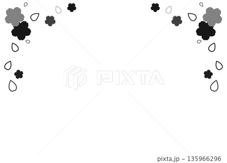 黒色の桜の花と花びらのフレーム 135966296