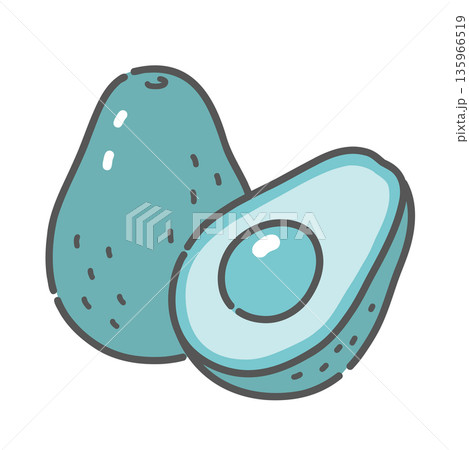 アボカドのイラスト(森のバター/良質な脂質) アボカドのイラスト(森のバター/良質な脂質) 135966519