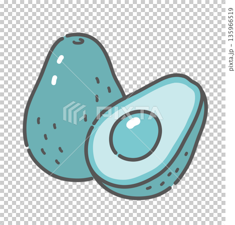 アボカドのイラスト(森のバター/良質な脂質) アボカドのイラスト(森のバター/良質な脂質) 135966519