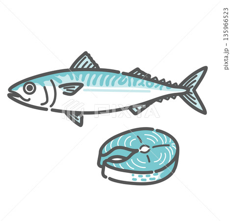 鯖(サバ)のイラスト(DHA・EPA/青魚/オメガ3) 鯖(サバ)のイラスト(DHA・EPA/青魚/オメガ3) 135966523