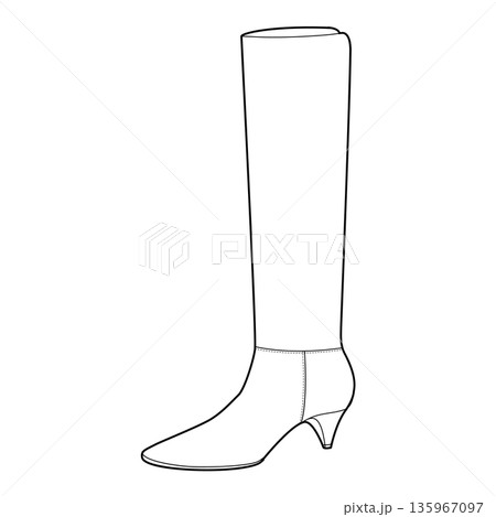 Kitten heel knee-high shoes women single line pair. Slim shaft with low heel for cold weather, and wardrobe. Technical 135967097