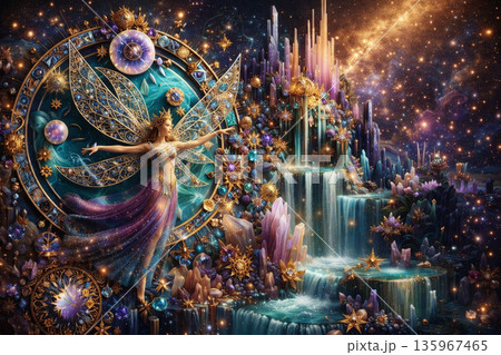 AI generated celestial goddess with crystal...のイラスト素材 [135967465] - PIXTA