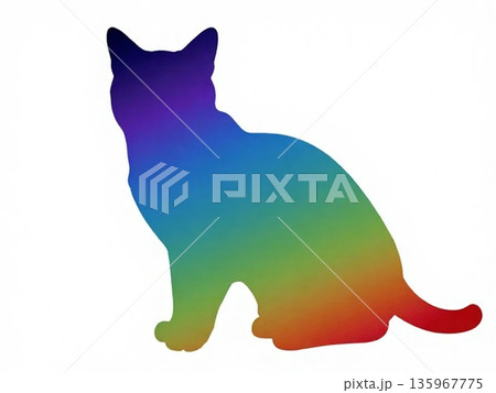 カラフルな猫のシルエット カラフルな猫のシルエット 135967775