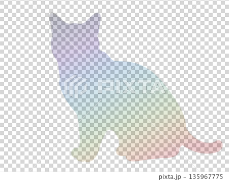 カラフルな猫のシルエット カラフルな猫のシルエット 135967775