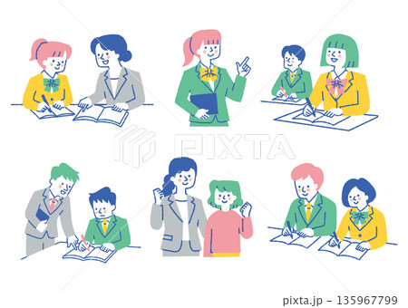 やる気に満ちた教師と子どもたち_色 135967799