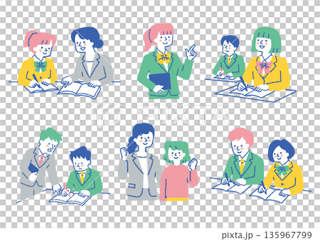 やる気に満ちた教師と子どもたち_色 135967799