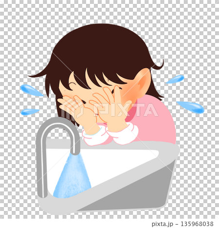 女孩生活插畫 | 洗臉 女孩生活插畫 | 洗臉 135968038