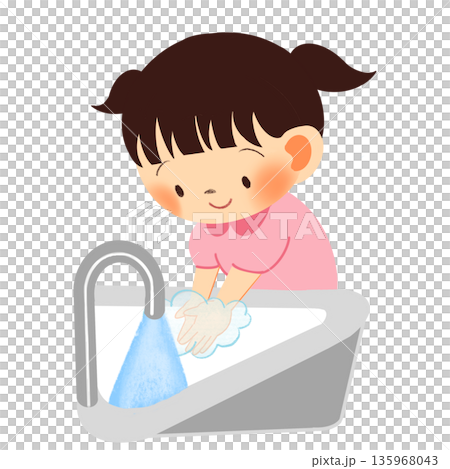 女孩生活方式插畫 | 洗手 女孩生活方式插畫 | 洗手 135968043