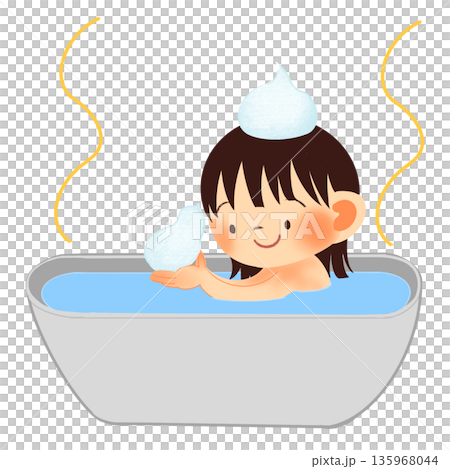 Girl's lifestyle illustration | Taking a bath Girl's lifestyle illustration | Taking a bath 135968044