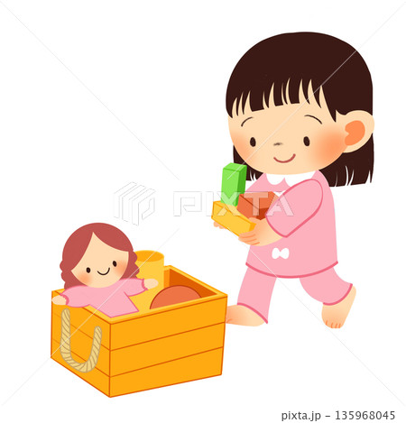 女の子の生活習慣イラスト｜片付け 135968045