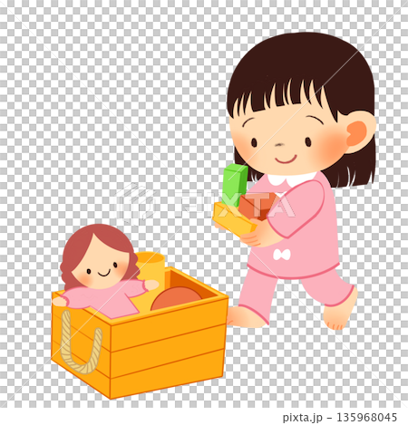 女の子の生活習慣イラスト｜片付け 135968045