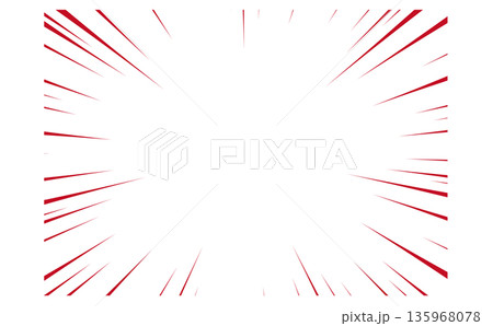 赤色の漫画風集中線・効果線イラスト（情熱・セール・インパクト） 135968078