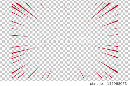 赤色の漫画風集中線・効果線イラスト（情熱・セール・インパクト） 135968078