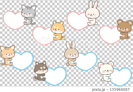 動物擁抱愛心套裝 135968087